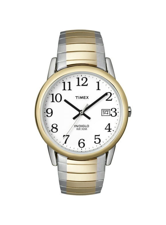 Timex Men's Easy Reader Date Two-Tone/White 35mm Casual Watch, Tapered Expansion Band