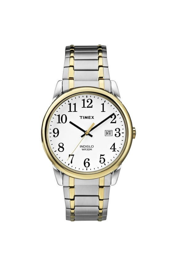 Men's Easy Reader Date Two-Tone/White 38mm Casual Watch, Tapered Expansion Band