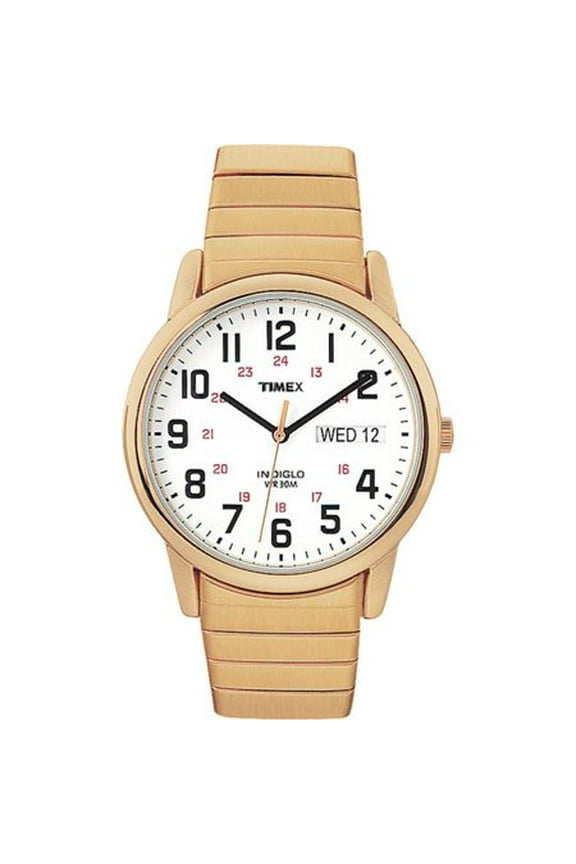 Men's Easy Reader Day-Date Gold/White 35mm Casual Watch, Extra-Long Expansion Band