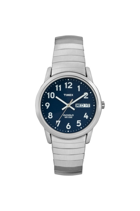 Men's Easy Reader Day-Date Silver/Blue 35mm Casual Watch, Expansion Band