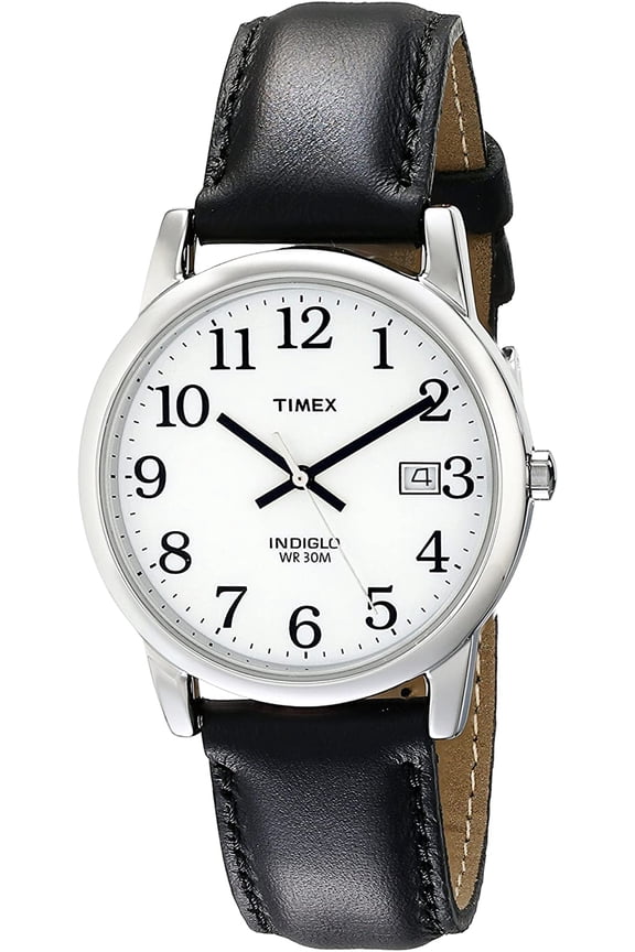 Men's Easy Reader Quartz Silver Tone Brass/Black Leather Watch T2H281