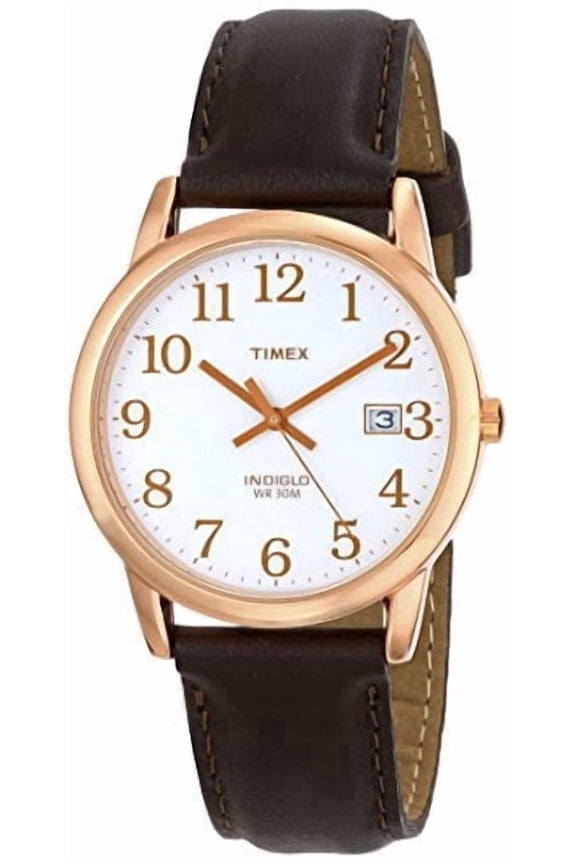 Easy Reader Rose Gold-Tone Brown Leather Mens Watch