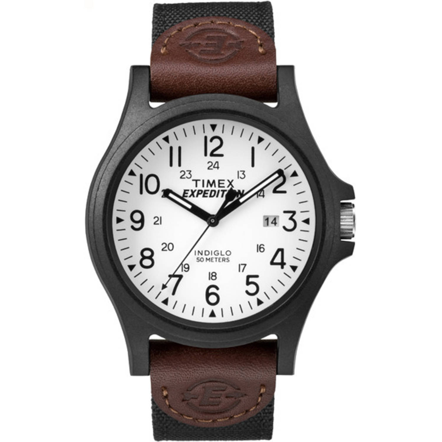 Timex Men's Expedition Acadia 40mm Watch – Black Case Black Dial with Black & Brown Leather & Fabric Strap - image 1 of 3