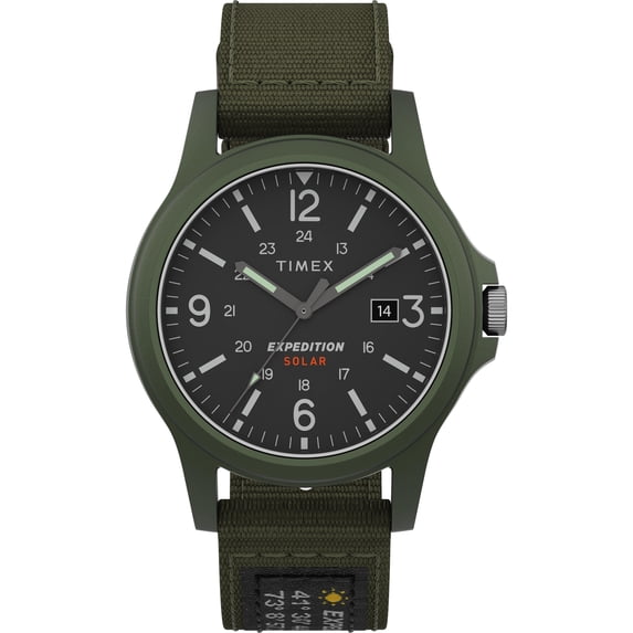 Timex Men's Expedition Acadia Solar 40mm Green Watch, Fabric Strap