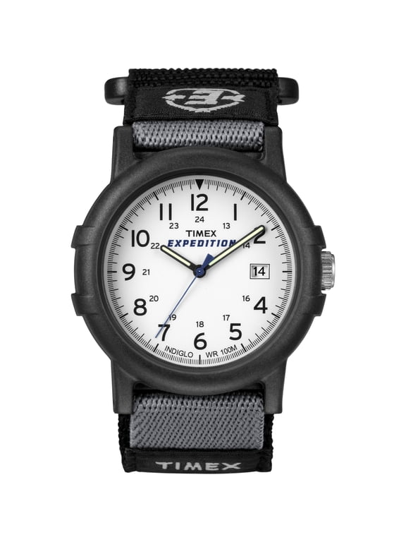 Men's Expedition Camper Black/White 38mm Outdoor Watch, FastWrap Strap