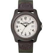 Timex Men's Expedition Camper Brown/Green 39mm Outdoor Watch, Leather & Fabric Strap