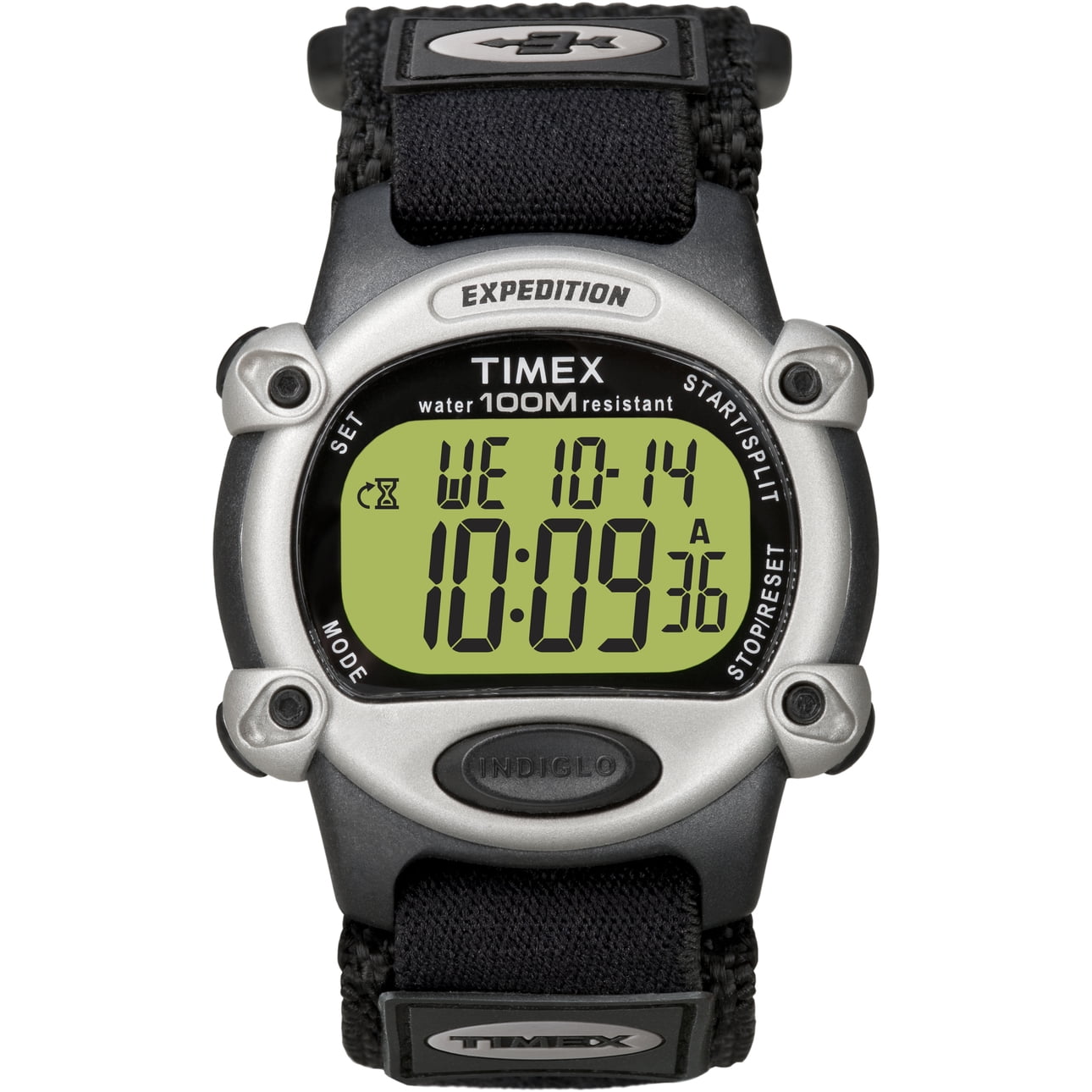 Timex Men's Expedition Digital CAT 39mm Watch Silver-Tone Case with Black FastWrap Strap