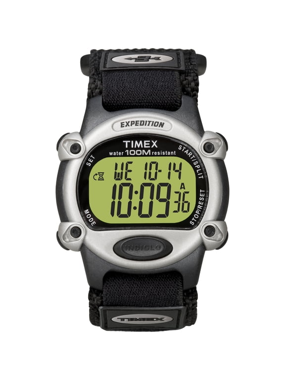 Men's Expedition Digital CAT 39mm Watch Silver-Tone Case with Black FastWrap Strap