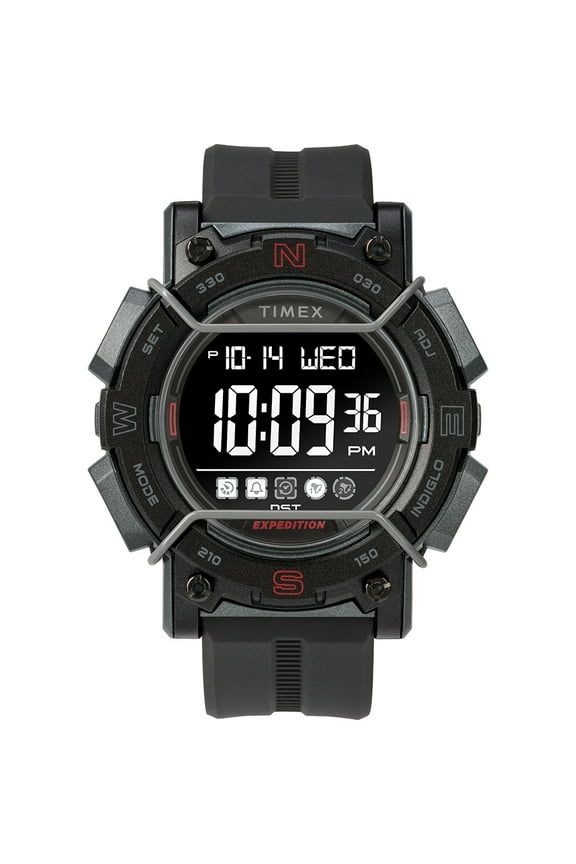 Men's Expedition Digital CAT World Time 47mm Black/Black Resin Strap Watch
