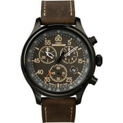 Timex Men’s Expedition Field Chrono Brown/Black 43mm Outdoor Watch, Leather Strap