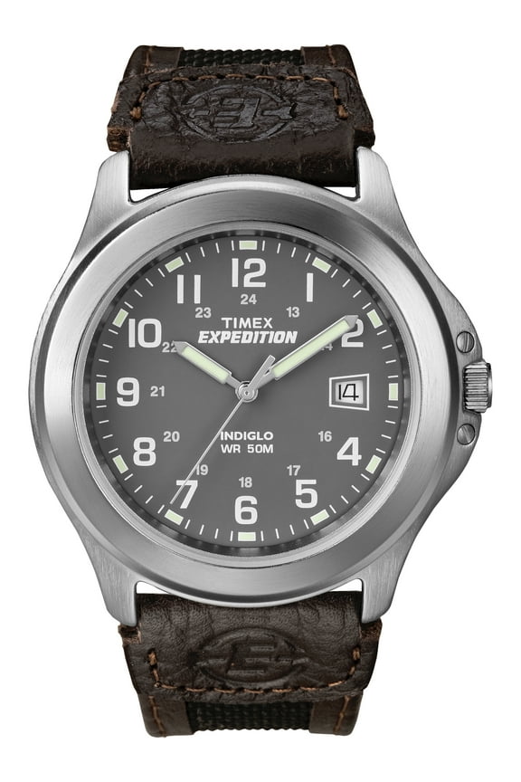 Men's Expedition Metal Field Brown/Black 40mm Outdoor Watch, Leather & Fabric Strap