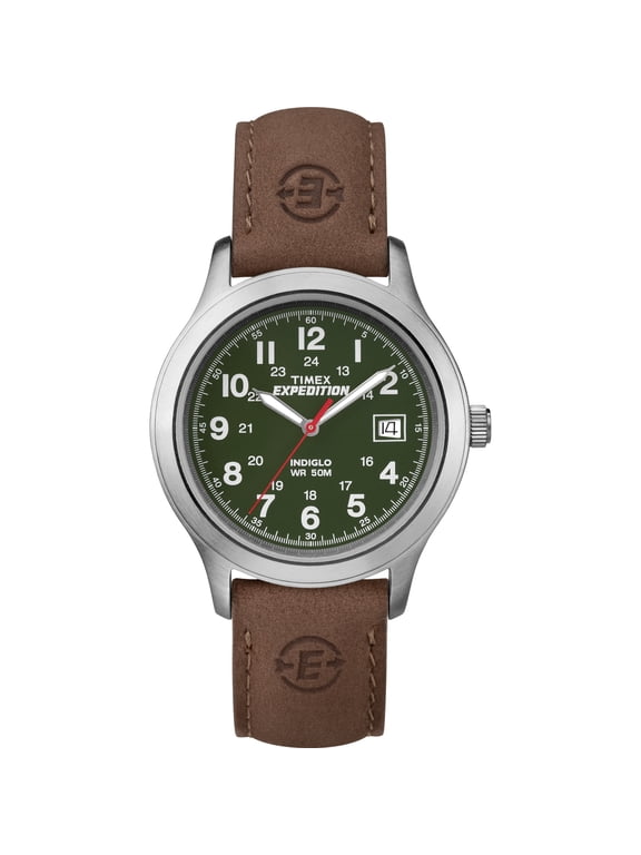Men's Expedition Metal Field Brown/Green 39mm Outdoor Watch, Leather Strap