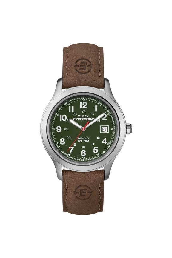 Men's Expedition Metal Field Brown/Green 39mm Outdoor Watch, Leather Strap