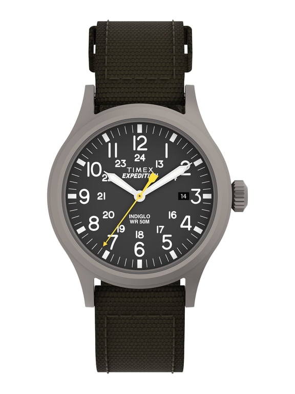 Men's Expedition Scout 40mm Watch Black Dial Gray Case & Green Fabric Strap