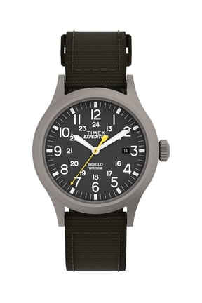 Men's Expedition Scout 40mm Watch Black Dial Gray Case & Green Fabric Strap