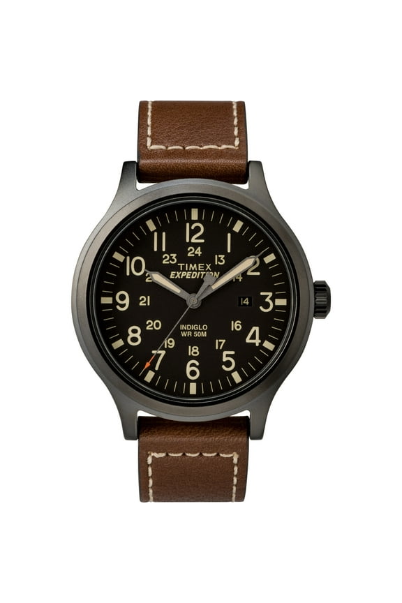 Men's Expedition Scout Brown/Black 43mm Outdoor Watch, Leather Strap