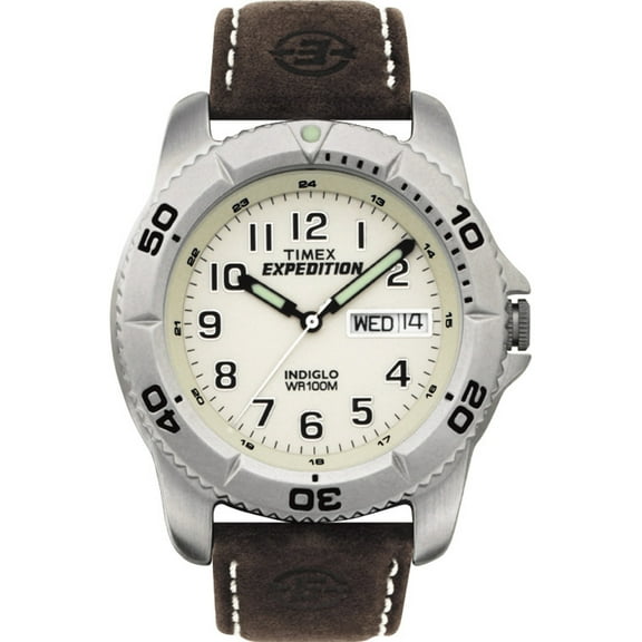 Timex Men's Expedition Traditional Brown/Natural 40mm Outdoor Watch, Leather Strap
