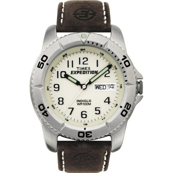 Timex Men's Expedition Traditional Brown/Natural 40mm Outdoor Watch, Leather Strap