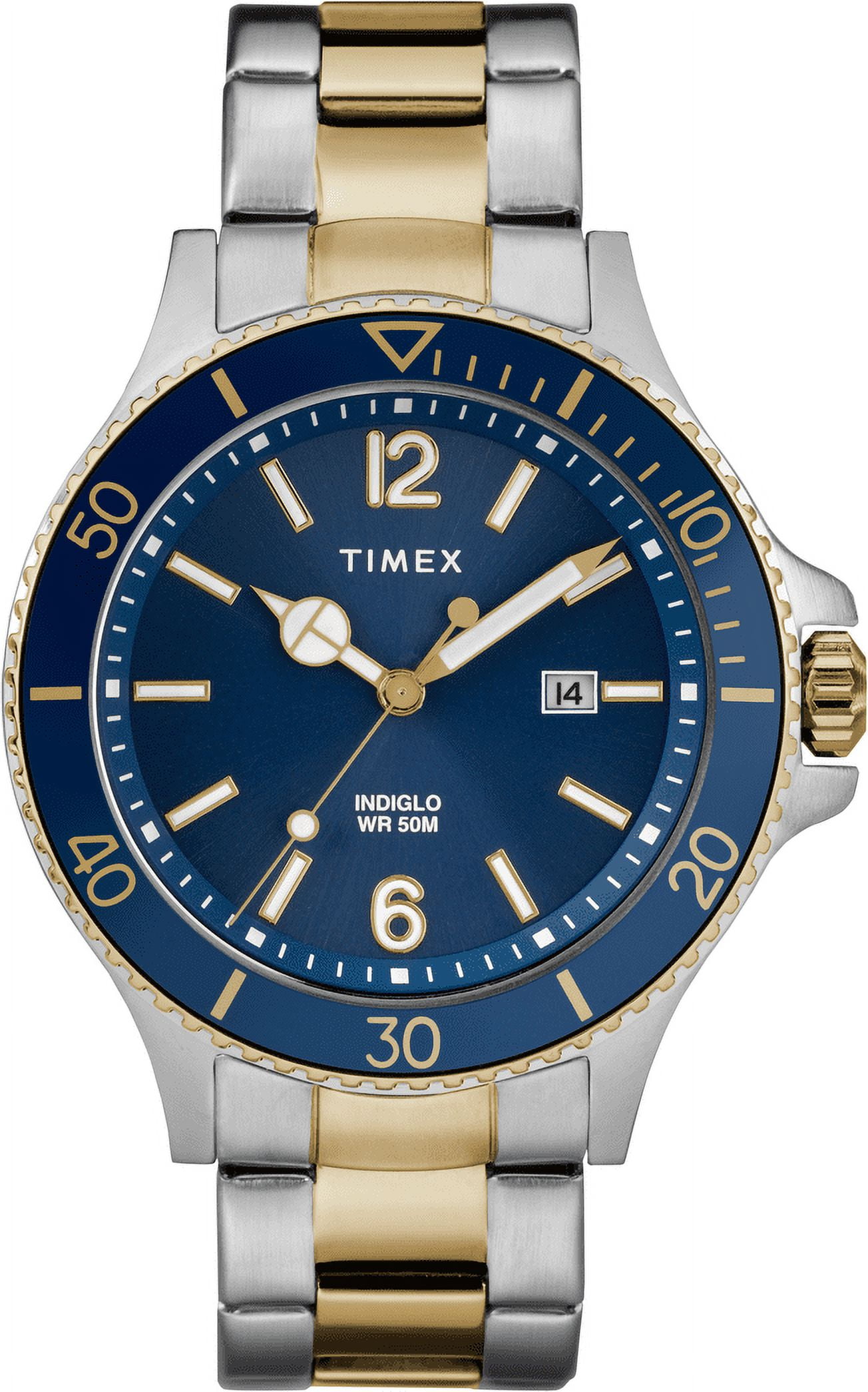 Timex Men's Harborside 42mm Silver-Tone/Black Stainless Steel Timex Men's Harborside 42mm Silver-Tone/Black Stainless Steel