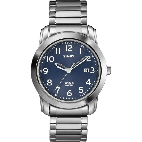 Timex Men's Highland Street Silver/Blue 39mm Casual Watch, Expansion Band