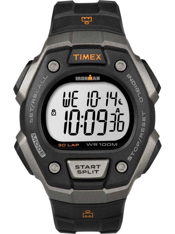 Men's IRONMAN Classic 30 Black/Silver 38mm Sport Watch, Resin Strap