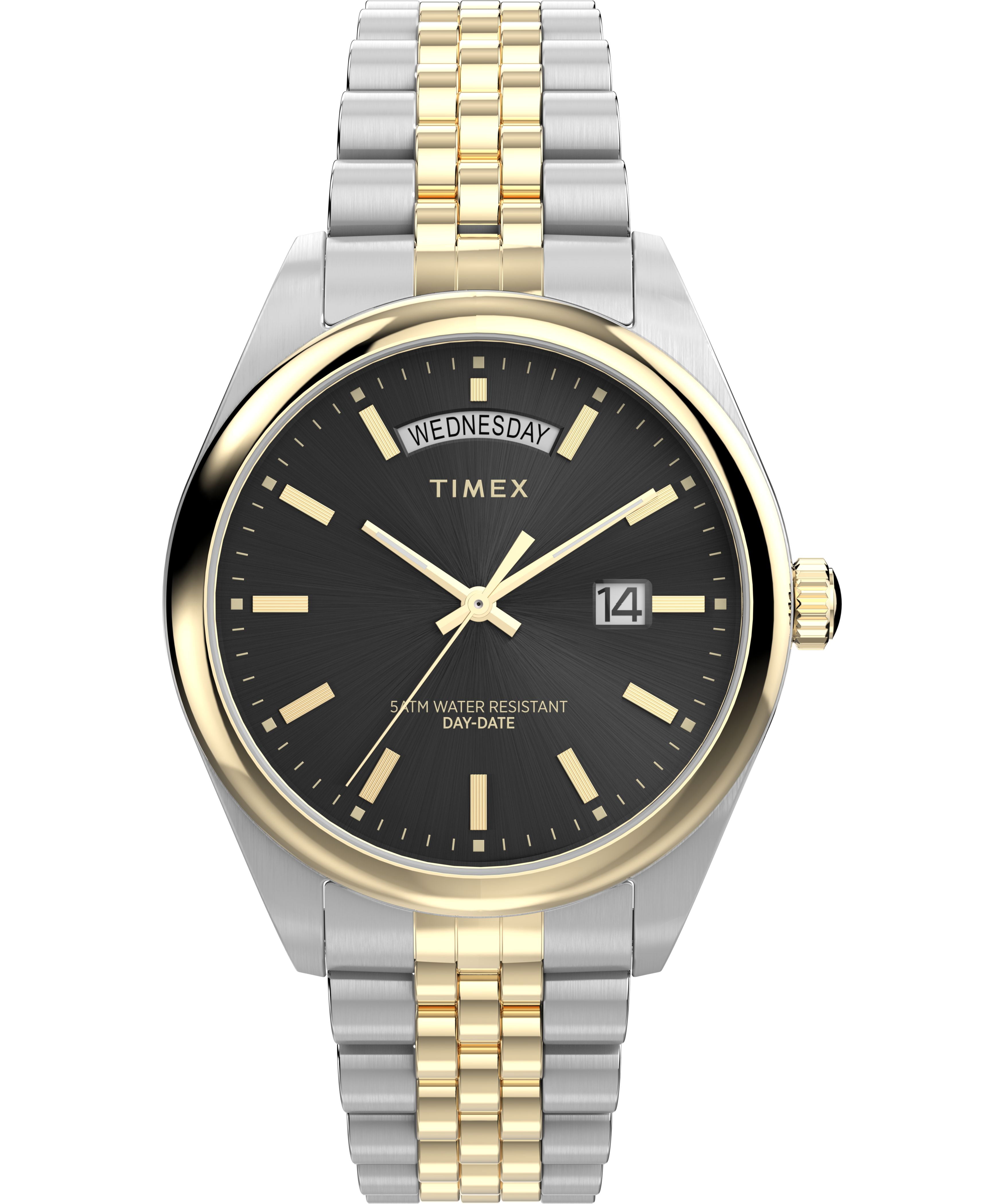 Timex Men's Legacy 41mm Watch - Two-Tone Bracelet Black Dial Two-Tone Case