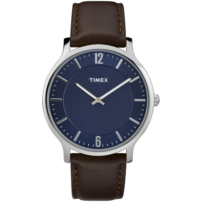 Timex Men's Metropolitan 40mm Brown/Blue Watch, Leather