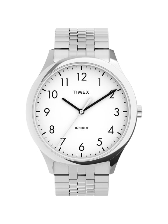 Men's Modern Easy Reader Silver/White 40mm Casual Watch, Expansion Band
