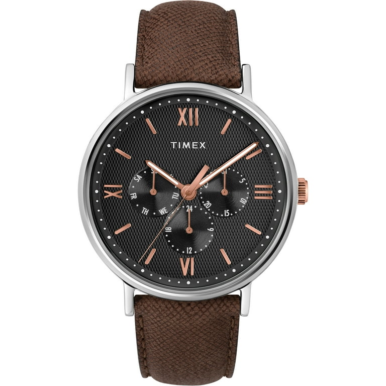 Timex southview 41mm multifunction leather strap watch cheap