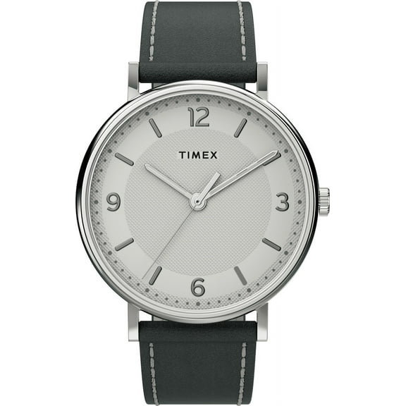 Timex Men's Southview 41mm Watch – Silver-Tone Case White Dial with Gray Leather Strap