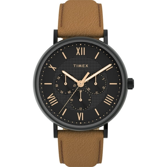 Timex Men's Southview 41mm Watch - Tan Strap Black Dial Black Case