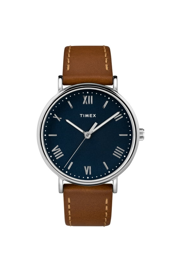 Men's Southview Tan/Blue 41mm Dress Watch, Leather Strap