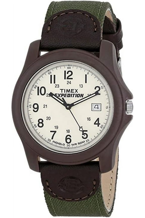 Men's T49101 Expedition Camper Green Nylon/Leather Strap Watch