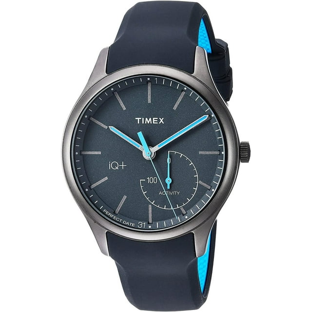 Timex Men's TW2P94900 IQ+ Move Activity Tracker Gray/Black/Blue Silicone Strap Smartwatch