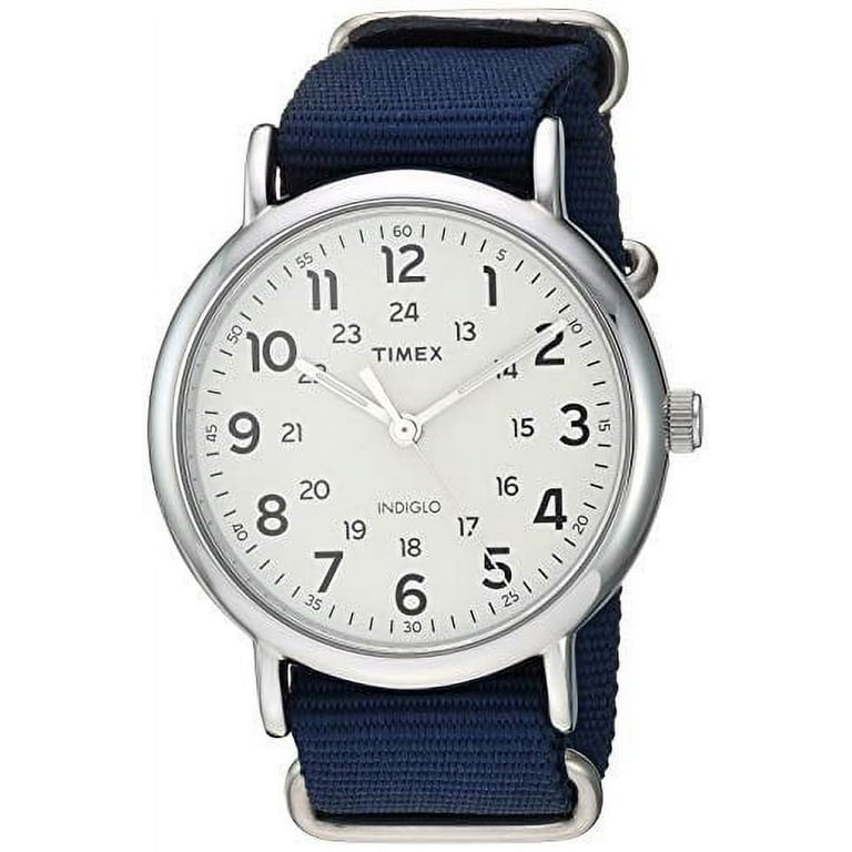 Timex Men's TW2T29200 Weekender 40mm Blue/Cream Nylon Slip-Thru Strap Watch