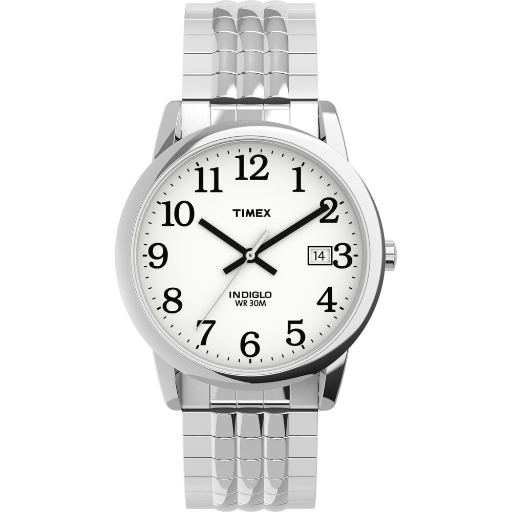 Timex Men's TW2U09000 Easy Reader 35mm Silver/White Perfect Fit Watch