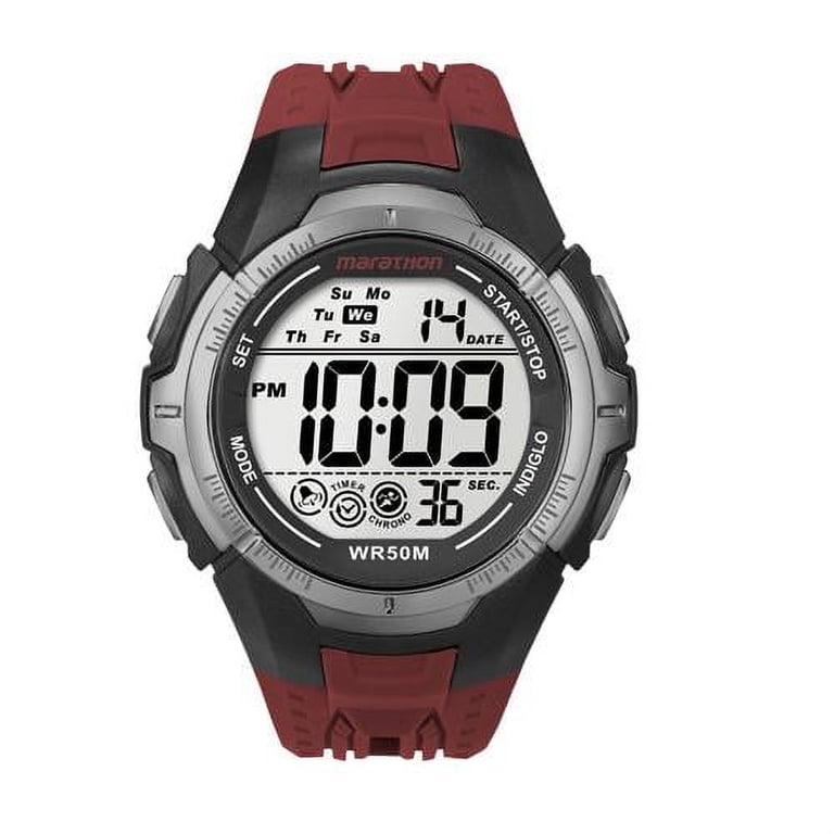 Timex Men's Watch T5k517 Red Rubber Sport 50 M - Walmart.com