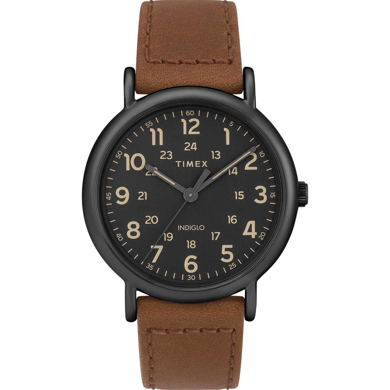 Timex Men's Weekender 40 Brown/Black Watch, Two-Piece Leather Strap