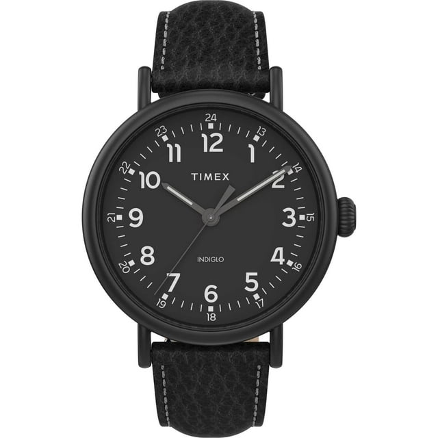 Timex TW2T91000 Men's Standard Black Dial Leather Strap Watch