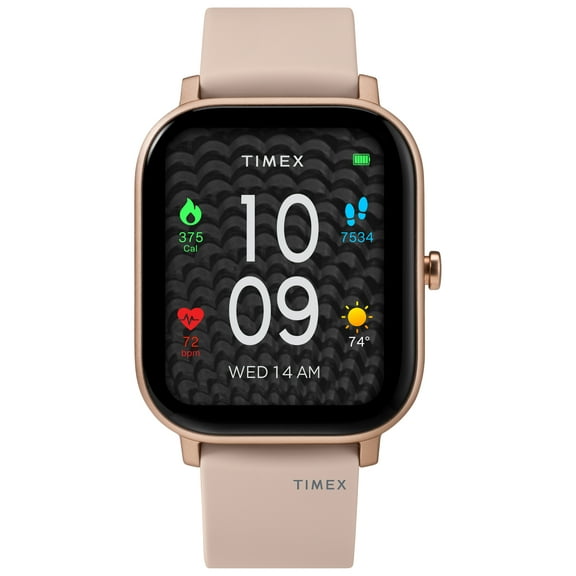 Timex Metropolitan S Amoled Smartwatch with GPS & Heart Rate 36mm  Rose Gold-Tone with Blush Silicone Strap