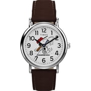 Timex Mens Peanuts Weekender Baseball 38mm Watch - Brown Two- Piece White Dial Silver-Tone Case
