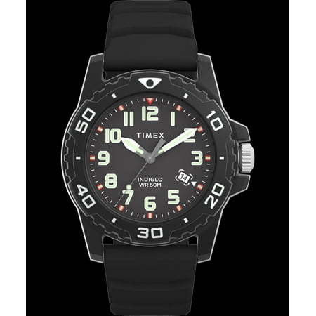 Timex Men's Main Street 42mm Watch - Black Strap Black Dial Black Case - Black