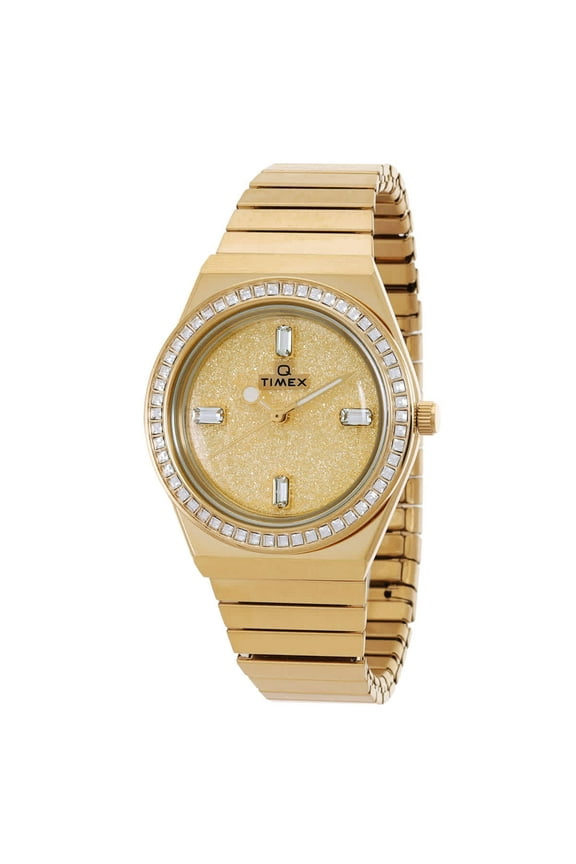 Q Timex Quartz Crystal Gold Dial Ladies Watch TW2W10500