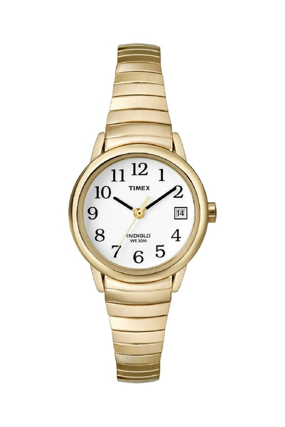 T2H351 Women's Easy Reader Date Expansion Band Watch, Gold-Tone/White