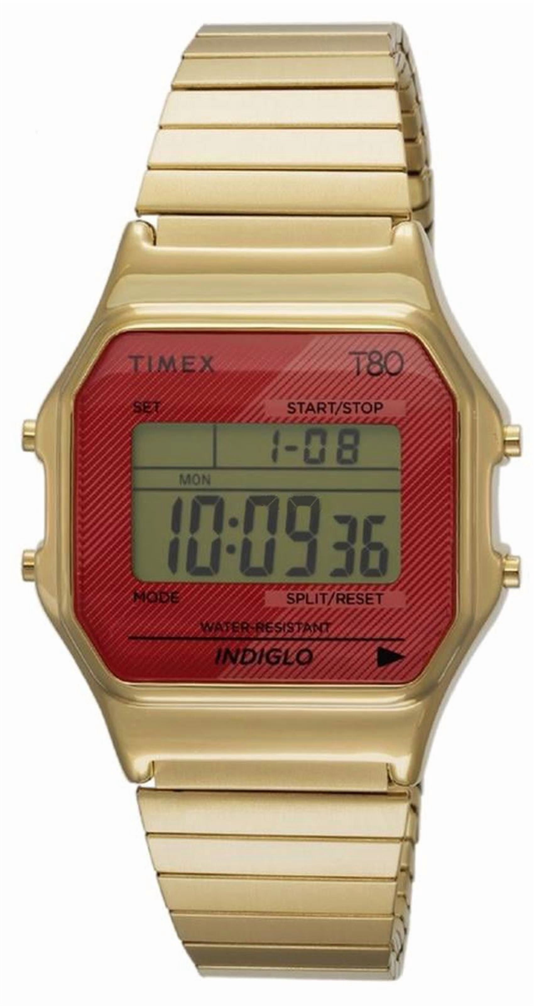 Timex T80 Women's Digital Chronograph Watch Gold Metal Bracelet