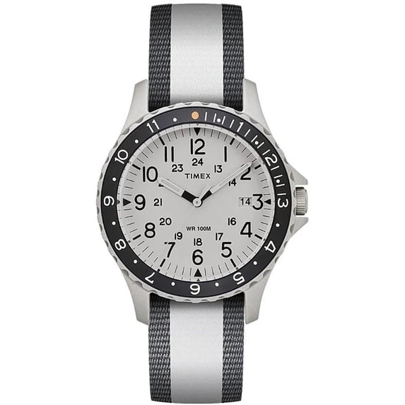 Timex TW2R76000 Navi Ocean Men's Analog Round Steel Watch Grey Fabric Strap