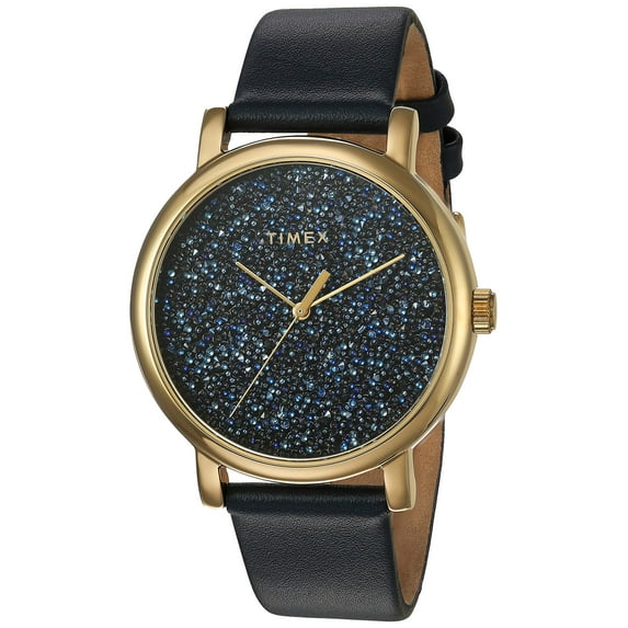 Timex TW2R98100 38 mm Celestial Opulence Leather Watch for Womens, Stainless Steel