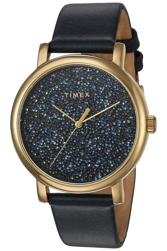 TW2R98100 38 mm Celestial Opulence Leather Watch for Womens, Stainless Steel