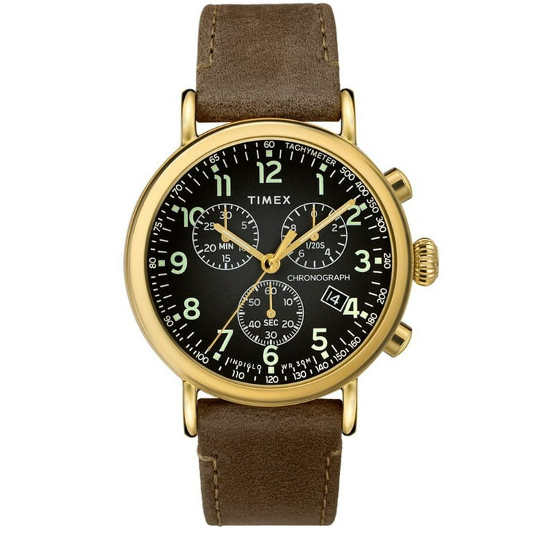 Timex standard chronograph 41mm leather strap watch cheap