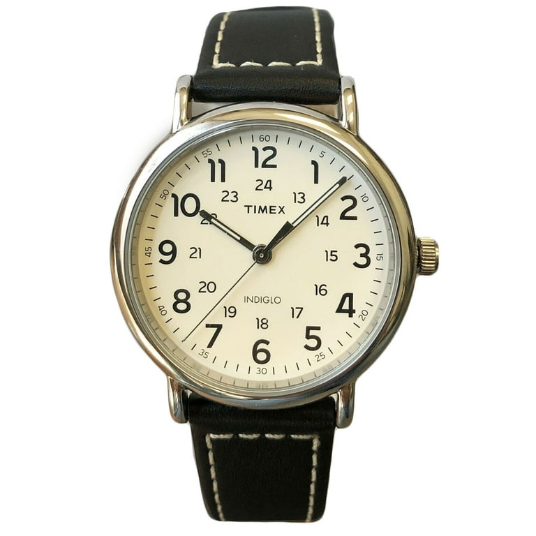 Timex TW2T21600 Weekender Men s Analog Watch Black Leather Strap Walmart